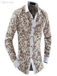 Wholemen Floral Shirt 2016 Yaz Elbise Moda Uzun Kollu Erkekler Gündelik Gömlek İnce Erkek Gömlek Kimya Homme Marque9297619
