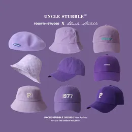 Purple Hat Light Soft Top Baseball Cap Hard Yam Beret Fishermans Stick Woman 240511