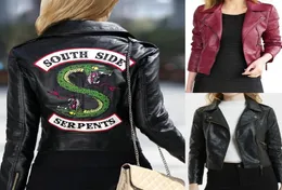 2019 New Spring Riverdale Southside Serpent Kpop Fãs Zipper PU PU Women Coats Slim Fit Jacket Roupas de moda Cool7123403