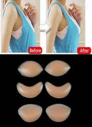 Sexiga kvinnor Silikon BH Gel Invisible Inserts Bröstkuddar Tryck upp bröstförstärkare Insatser för klänning Bikini Swimsuit9716877