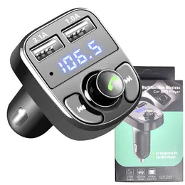 X8 FM -Sender Multhfunction Wireless Car MP3 Player Kit Handsfree Call Radio Modulator Car Audio Receiver TF Kartensteckplatz 3.1A Schnellladung Dual USB -Anschlüsse mit Box