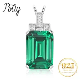 Potiy 6CT Emerald Cut Nano Anhänger Halskette Keine Kette 925 Sterling Silber für Frauen tägliche Hochzeitsfeier Schmuck 240511