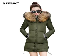 NEEDBO Down Jacket Women Long Winter Down Coat Fur Collar Slim Oversize Doudoune Femme Jacket Coat Lady Down Parka Long Coat 201121434056