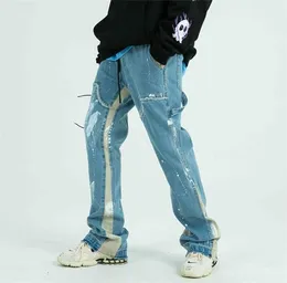 Blocco colorato dipinto di streetwear jeans corsetti da cottore con il nastro sfilato per pantaloni di jeans casual hip hop harajuku pantaloni 23417100