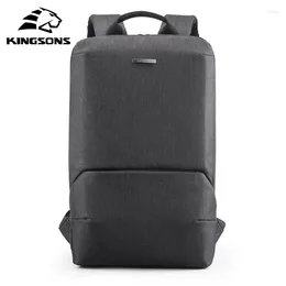 Backpack Kingsons 15.6'' Laptop Male High-end Splash-proof USB Charging Backpacks Teenagers Schoolbag Ultra-thin Mochila