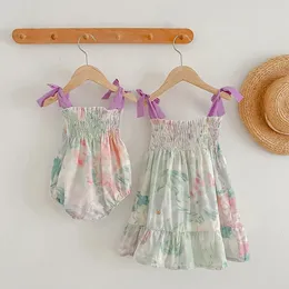 Summer Baby Girl Clothes Girl Girl Dress Frening Sling Smitch Stitch Princess Family Outfit 240515