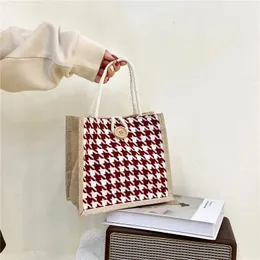 Ins Lunch Bags for Women Houndstooth Small Bag Food Storage Tote Functional Portable Travel Picnic Outdoor Lonchera 240511