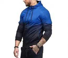 メンズスポーツジャケットファッション3Dデザインスリムフィットスポーツウェア5色勾配フード付き男性スウェットシャツ付きポケット9783554