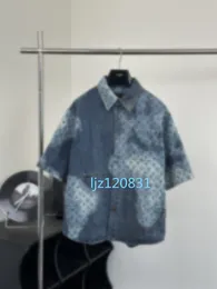 2024SS NUOVA Giacca a maniche corte in jeans da uomo estivo con motivo a scacchiere, camicia a maniche corta da donna ropahombre chimica lussuosa camicia hawaiaian camicia hawaiane 5570 s-xl