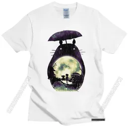 MEN039S Tshirts новинка моя соседка Totoro Tshirt для мужчин Pure Cotton Feet Fit Oneck Японский аниме Миядзаки Хаяо Фан2877435