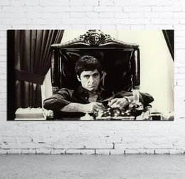 Al Pacino Scarface Famous Movie Poster Black and White Pintura a óleo Pop Art Pictures Sala de estar Modern Wall Decor5964646