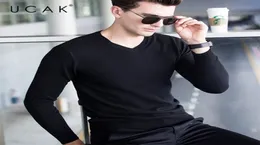 Pure Merino Wool Classic Vneck Men Sweaters Pull Homme Ucak Brand Autumn Winter Winter Streetwear Soft Sweaters U3005 2012039568045