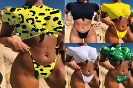 Top Bikini Leopard Badebekleidung Frauen Badegelb brasilianischer Badeanzug weiblicher T -Shirt Thong Bikini Sexy Schwimmbadeanzug 2070083
