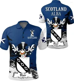 MEN039S POLOS Blair Scottish Family Crest Scotland Special Polo Shirt Golf 3d Harajuku Streetwear ärmellose Tees Fitness Uni8768323