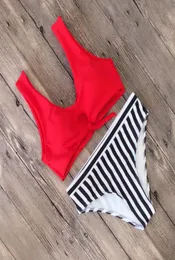 Sexemara bikini baddräkt kvinnor badkläder sexig röd svart simning baddräkt strandkläder strand bad pool låg midja bikini set 20192377177