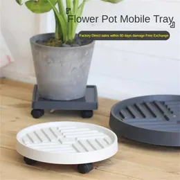 Planters POTS Flower Pot Holder Tray With Wheels Multifunktionell blommor Bas Basen Hållbar blomkruka Tray Circular Bonsai Plant Trayq240517