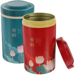 Storage Bottles 2 Pcs Tea Airtight Can Containers For Food Tinplate Canister Miss Household Home Tea-leaf Jar