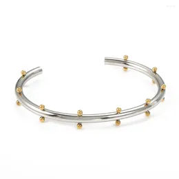 Bangel Luxus Edelstahl Gold Farbe Mini -Kugeln Punkte Armbänder Offene Manschettenknochen für Frauen Männer Mode Schmuck