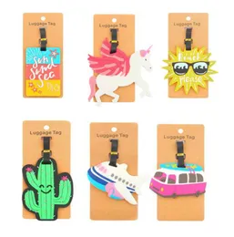 DHL 200pcs Travel Accessesies Creative Luggage Tag Animal Cartoon Cartoon Siliceger Suitcase Id Addres Holder9103455