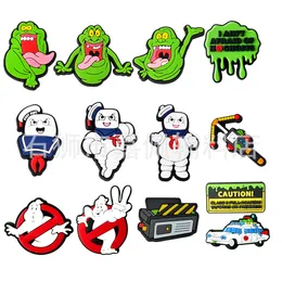 12Colors Ghostbuster Anime Charms Wholesale Childhood Memories Game Rolig present Cartoon Charms Shoe Accessories PVC Decoration Buckle Soft Rubber Clog Charms