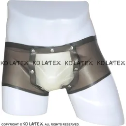 Sexy Latex Boxer Shorts With Codpiece Open Crotch Rubber Briefs Cod piece Underwear Bottoms Panties 00483118717