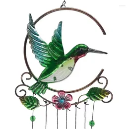 Decorative Figurines Hummingbird Metal Wind Chimes 7-Color Glass Pendant Creative Iron Crafts Hanging Decoration Bell Dream Catcher