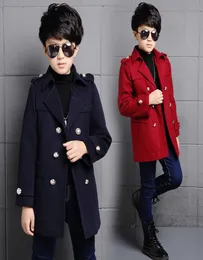 Детские мальчики с пальто зимнее новое корейское шерстяное пальто для мальчиков Подростки Осенняя куртка теплый длинная верхняя одежда Детская ветропроницаемая куртка 514y2379781