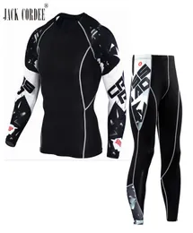 Jack Cordee 3D Print Men Set Set Compression Рубашки леггинсы базовый слой CrossFit Fitness Frand MMA с длинным рубашкой.