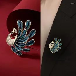 Broşlar butik mavi boyalı peacock broş zarif ve çok yönlü takım elbise kadın Kore sürümü sevimli aksesuarlar