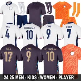 イギリスのサッカーシャツベリンガムサッカージャージーラッシュフォードケインサカライスフォーデン2024ナショナルチームホームホワイトアウェイメンキッド女性男性キット