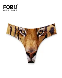 FORUDESIGNS 2017 Mulheres sexy Gstring Tanks Woman calcinha 3D Tiger Animal Lady Triangle Underwear