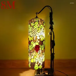 Golvlampor 8m Tiffany Roman Column Lamp American Retro Living Room Bedroom Country Stained Glass Decoration