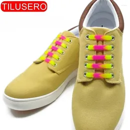 Shoe Parts TILUSERO Brand 12pcs/lot Fashion Colorful Mixcolor No Tie Ealstic Silicone Shoelaces Unisex Elastic Saces