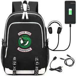 حقائب الظهر Riverdale South Side Serpents Backpacks Printing USB شحن حقيبة مدرسية للرجال