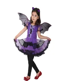 Halloween Purim Purple Vampire Kostüm Bat Girl Kostüme Kleid Fantasia Infantil Cosplay für Mädchen Kinder Kinder 5403772