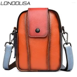 Bag lonoolisa echte Kuhleder -Mini -Umhängetaschen für Frauen 2024 Mode -Gradientenfarbe Lady Crossbody Designer Handtaschen Handtaschen