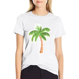 Women's Polos Tropical Palm Tree - Watercolor T-shirt Short Sleeve Tee Kawaii Clothes Lady Summer Clothing