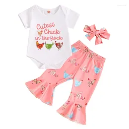 Set di abbigliamento pudcoco neonato bambino outfit estivo lettera stampare a maniche corte a maniche corta rompestrelline fascia 3pcs set 0-18m