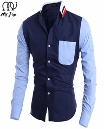 Voller Mrjim 2016 Neuankömmlinge Man Shirt Muster Design Langarmblumen Druck schlanker Fit Mann Casual Shirt Fode Männer Kleid 1647081