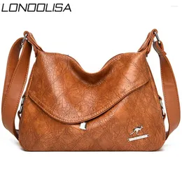Bag LONOOLISA Original Retro Soft Leather Shoulder Bags For Women 2024 Designer Handbags High Quality Casual Female Crossbody