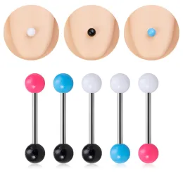 5pcs Acrylkugel Zunge piercing Langhantel Nippel Ringe Chirurgische Stahlstangenstange Zungenringhalter für Frauen Männer Körper Schmuck