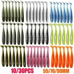 Baits Lures 10-30 T-shaped tail 55mm 70mm 90mm shadow worm soft bait artificial bait swimming bait woven bait silicone fishing sport baitQ240517