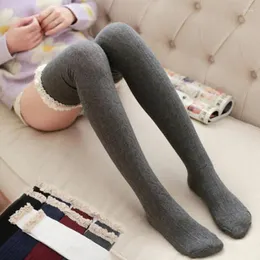 Women Socks Soft Stockings Lace Solid Color Knit Long Sockings Underwear Hosiery Over Knee Thigh High Warm Sock
