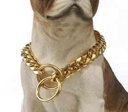 Acciaio inossidabile oro 10121416mm Collar cani forti Cani addestrando Collari a catena di strozzatura per cani di grande PITBULL1739149