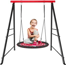 Swing Stand Frame,Swing Set Frame for Both Kids and Adults,880 Lbs Heavy-Duty Metal A-Frame Backyard Swing for Indoor Outdoor,Red(Without Swing)