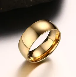 2019 Fashion Gold Color Rings Männer und Frauen 8 mm breit