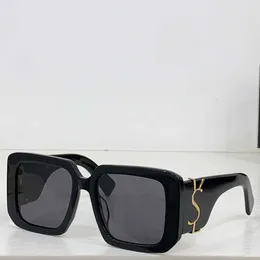 Роскошные дизайнерские женские солнцезащитные очки SLM120 Модные женские ацетатные квадратные солнцезащитные очки Большие ацетатные рамы серая линзы Большой металл логотип Lady Womans Travel очки