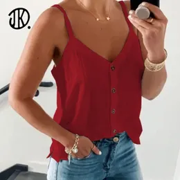 S5XL Button Tank Top для Ladies Summer Slise Rooveless Tops Canual Loak Lothing Camisole 5xl Camis Vest 240506