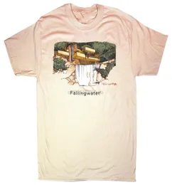 MEN039S Tshirts Liberty Graphics Frank Lloyd Wright Fallingwater Perspektif Yetişkin Tshirt6883296