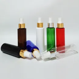 Garrafas de armazenamento 30pcs 100ml de plástico vazio recarregável com ouro sprayer de alumínio prateado Bomba de spray de spray de spray mini embalagem de perfume